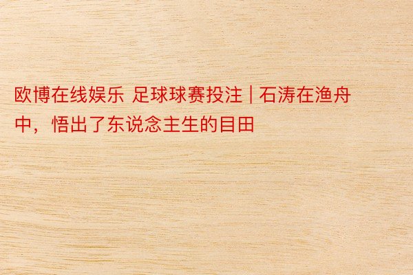 欧博在线娱乐 足球球赛投注 | 石涛在渔舟中，悟出了东说念主生的目田