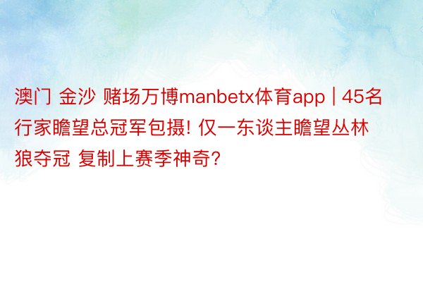 澳门 金沙 赌场万博manbetx体育app | 45名行家瞻望总冠军包摄! 仅一东谈主瞻望丛林狼夺冠 复制上赛季神奇?