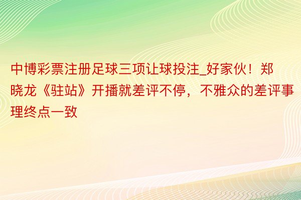 中博彩票注册足球三项让球投注_好家伙！郑晓龙《驻站》开播就差评不停，不雅众的差评事理终点一致